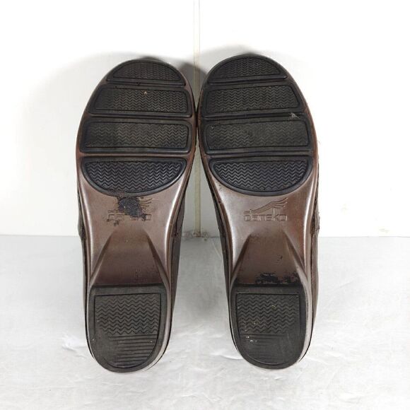 Dansko Women's Stacie Brown Leather EU38 US7-7,5 Slip On Pro Clogs Shoes - Picture 11 of 12